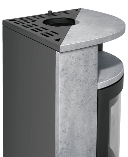 Oranier Kaminofen Polar Neo Eck | Stahl Schwarz, Speckstein Details | klimaworld.com