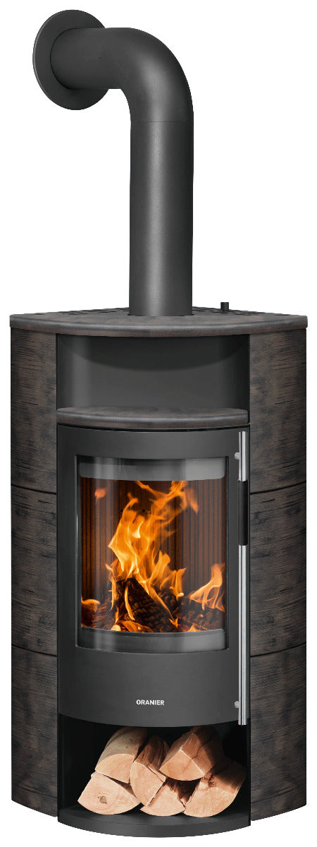 Oranier Kaminofen Polar Neo Eck | Stahl Schwarz, Keramik Namib | Klimaworld.com