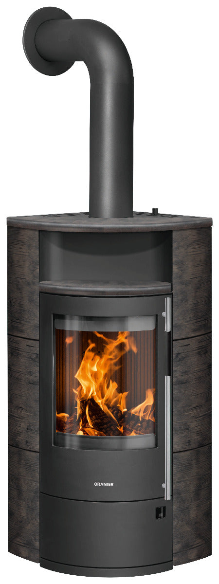 Oranier Kaminofen Polar Neo Eck | Stahl Schwarz, Keramik Namib | Klimaworld.com