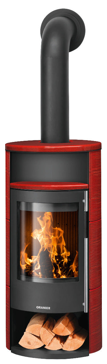 Oranier Kaminofen Polar Neo 4, Stahl Schwarz, Keramik Paprikarot | klimaworld.com