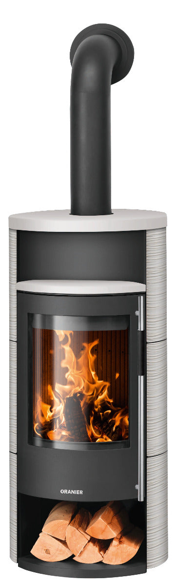 Oranier Kaminofen Polar Neo 8 | Stahl Schwarz, Keramik Seidenweiß | klimaworld.com