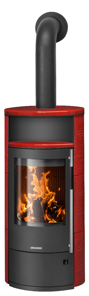 Oranier Kaminofen Polar Neo 8 | Stahl Schwarz, Keramik Paprikarot | klimaworld.com