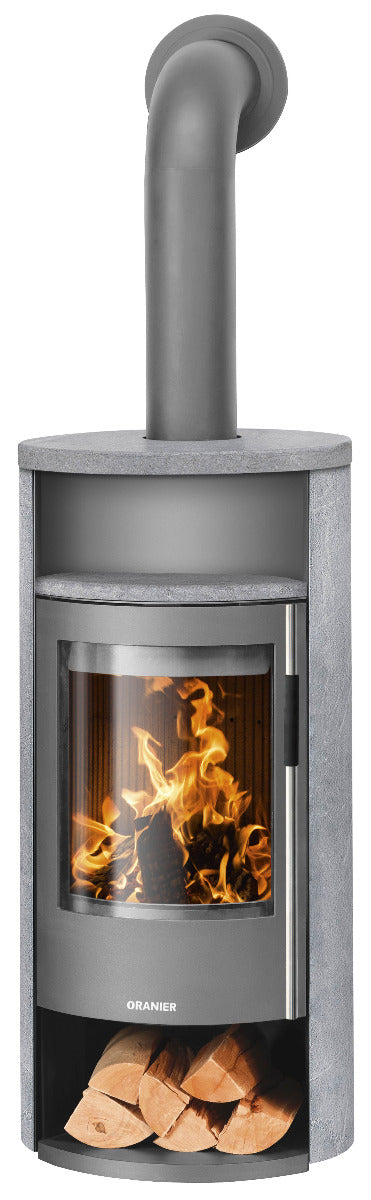 Oranier Kaminofen Polar Neo 6 Stahl Gussgrau, Speckstein Holzfach offen | klimaworld.com