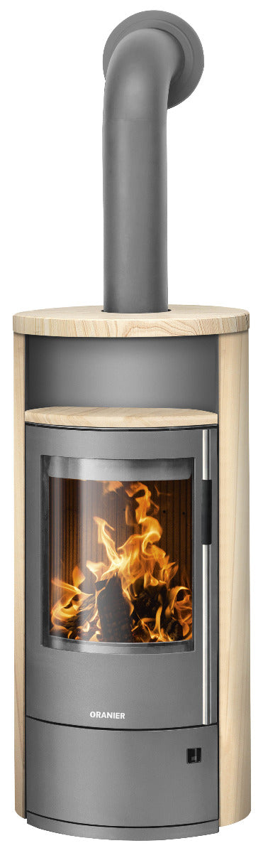 Oranier Kaminofen Polar Neo 6 Stahl Gussgrau, Sandstein Holzfach geschlossen | klimaworld.com