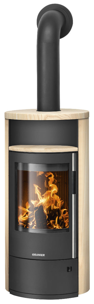 Oranier Kaminofen Polar Neo 6, Stahl Schwarz, Sandstein | Holzfach geschlossen | klimaworld.com
