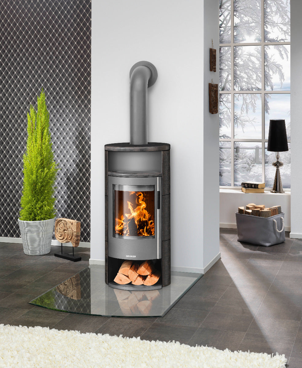 Oranier Kaminofen Polar Neo 6, Stahl Gussgrau, Keramik Namib Ambiente | klimaworld.com