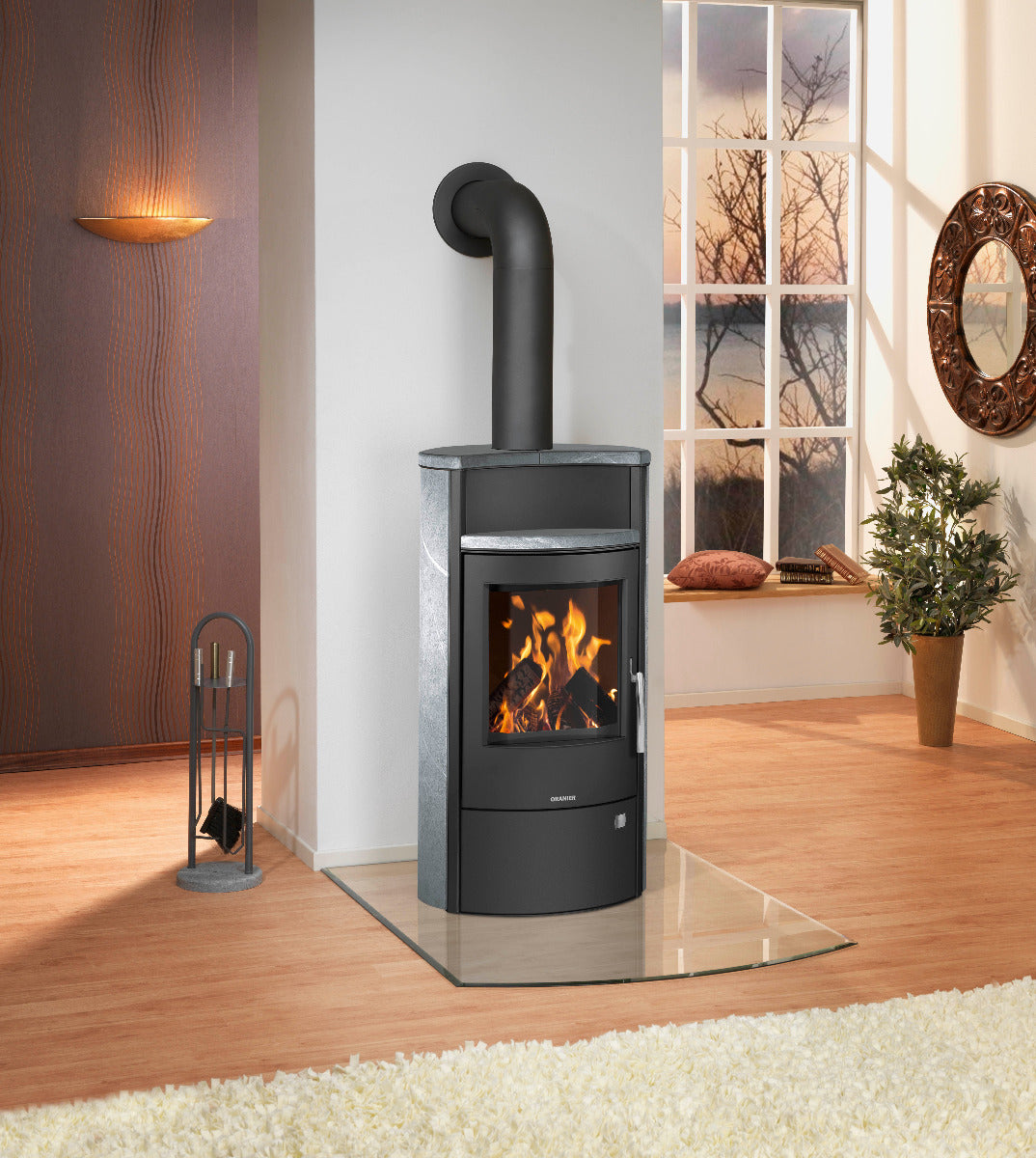 Oranier Kaminofen Pori 7 Stahl Schwarz, Speckstein Ambiente | klimaworld.com