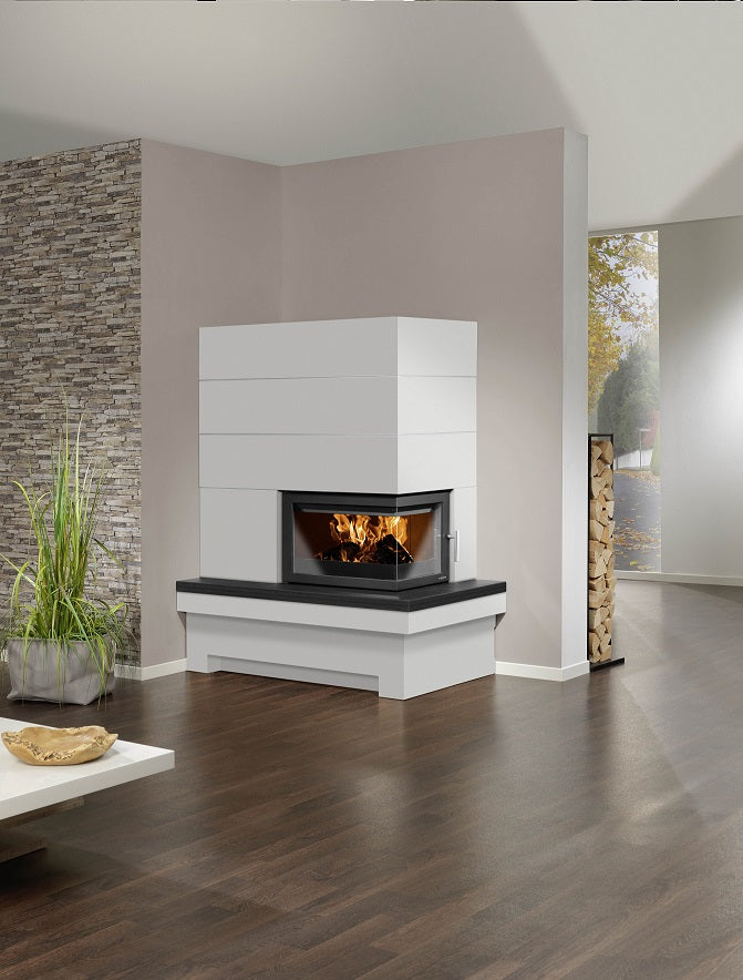 ORANIER | Quadrum W+ | Kaminbausatz | Beton Schiefer | 7.0 kW | Variante rechts
