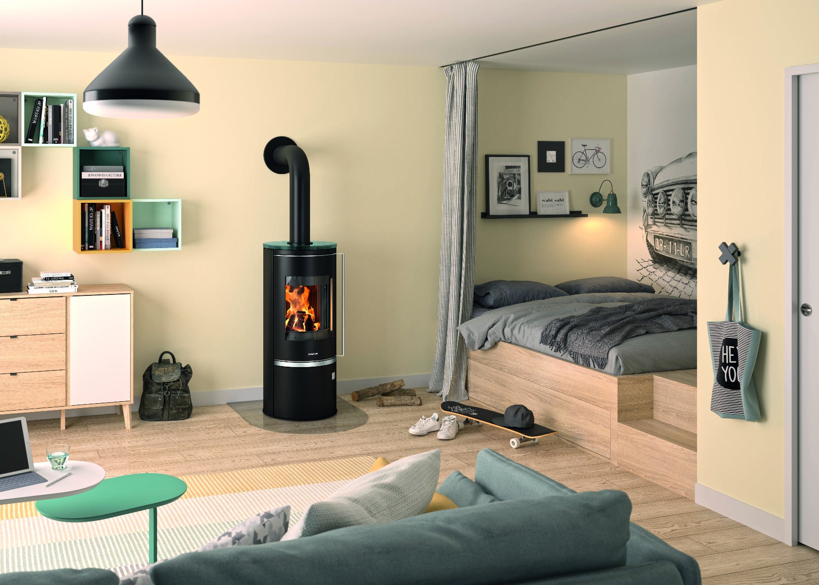 Justus Kaminofen Faro Top 2.0 Abdeckplatte Glas Ambiente | Klimaworld.com