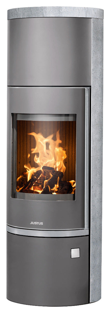 Justus Kaminofen Faro W+ 2.0 Stahl Gussgrau, Speckstein | klimaworld.com