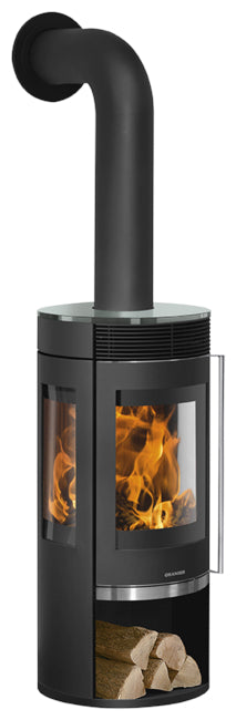 Oranier Kaminofen Rota Tre 2.0 Stahl Schwarz, Abdeckplatte aus Glas | klimaworld.com