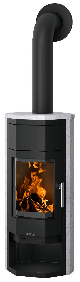 Justus Kaminofen Usedom 5 W+ 2.0 Stahl Schwarz, Speckstein | klimaworld.com