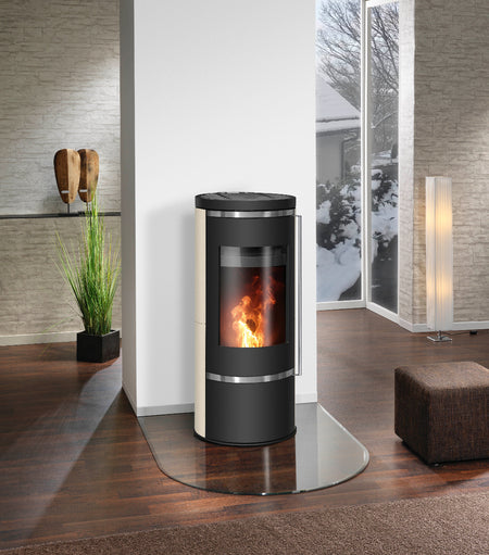 Oranier Pelletofen Carus 2.0 Kalkstein Cream Ambiente | klimaworld.com
