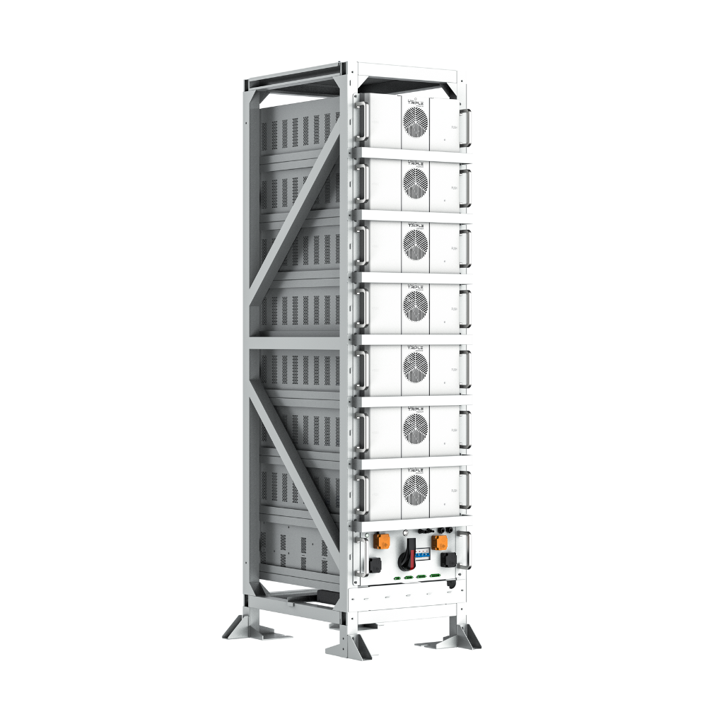 Beispiel eines gefüllten Batterieschranks | Batteriemodule und BMS nicht im Produkt enthalten | Klimaworld.com