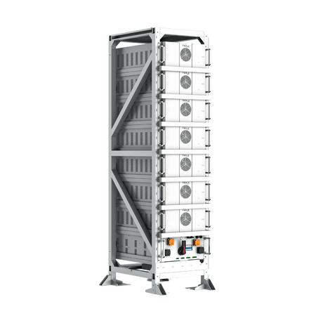 Weisser Solax Batterieturm mit 7 Batteriemodulen und einer Steuereinheit | klimaworld.com