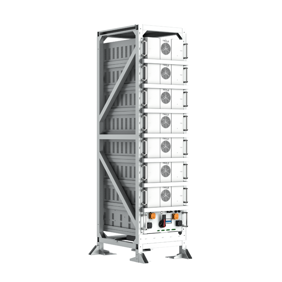 Weisser Solax Batterieturm mit 7 Batteriemodulen und einer Steuereinheit | klimaworld.com