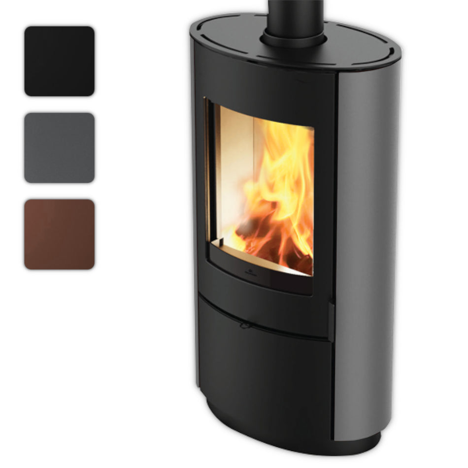 Edilkamin Luftholzöfen | Krio | S-Serie | Stahl schwarz | 10,1 kW