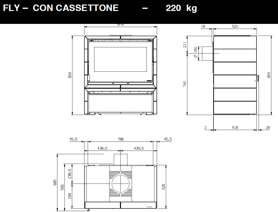 Kachelofen La Nordica Fly con cassettone 9 kW