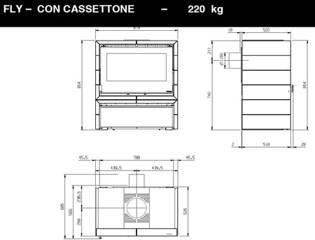 Kachelofen La Nordica Fly con cassettone 9 kW
