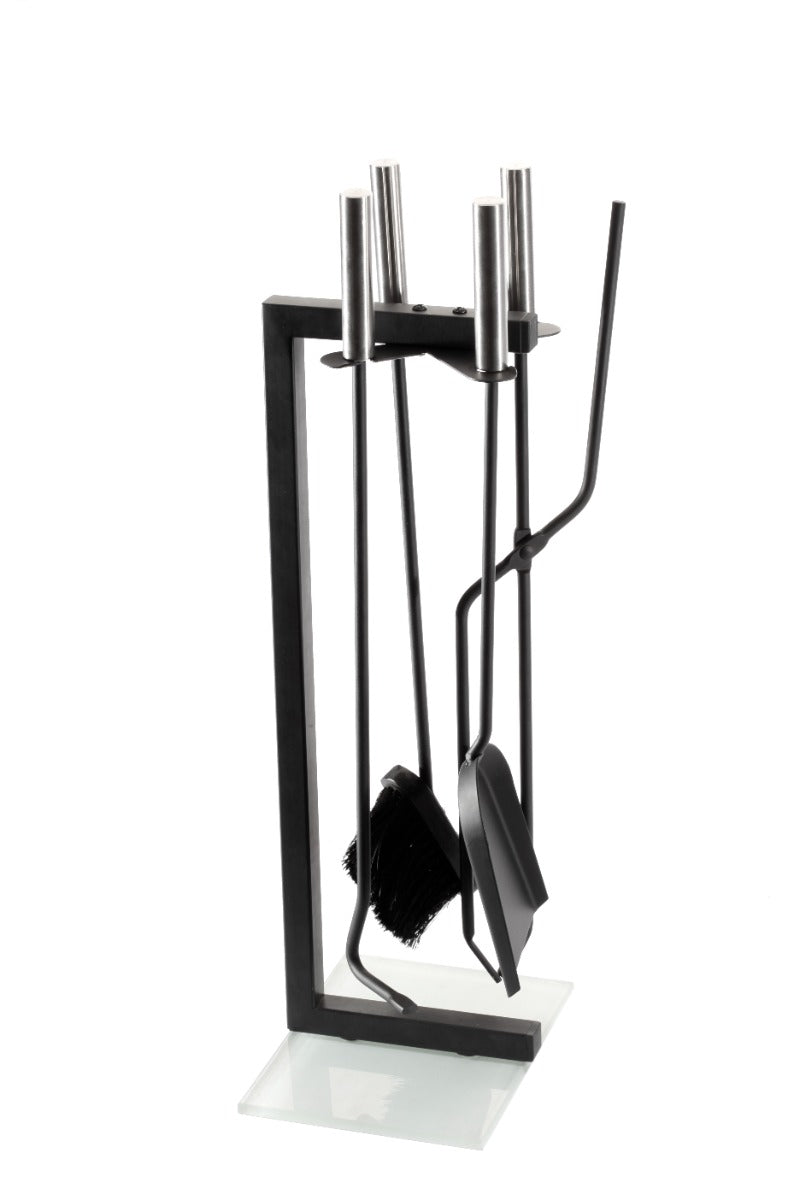 Modernes Termatech Kaminbesteck Basic 90-172 mit Halter, Schaufel, Besen und Schuerenhaken aus Metall | Klimaworld.com