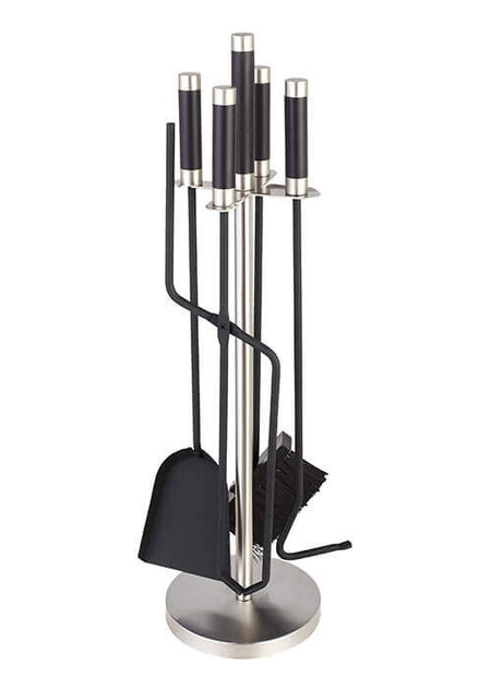 Elegantes TermaTech Kaminbesteck 11 | 90-177 mit Rundstaender, Schaufel, Besen, Zange und Schuerenhaken | Klimaworld.com
