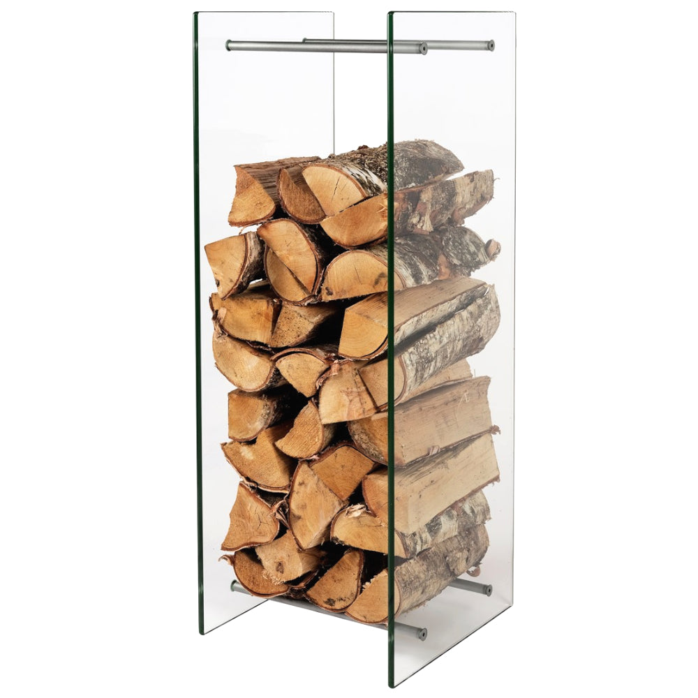 TermaTech | Brennholz-Regal befüllt mit Brennholz Woodstock Rack 900 | Glas | klimaworld.com