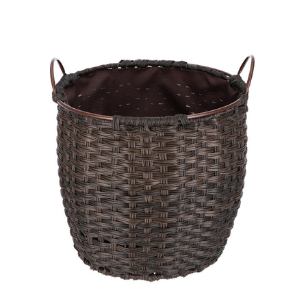 Kaminholzkorb „Rattan“ 18 Liter, Ø 48 cm, braun, Schmutzfang