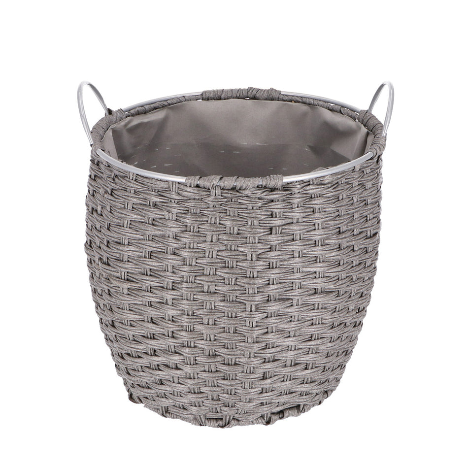 Kaminholzkorb „Rattan“ Größe wählbar, hellgrau, Schmutzfang