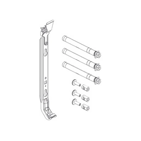 Zeichnung: Buderus Rohwand Adapter Set FMS mit Metallhalter, drei Rohren sowie Schrauben, technische Zeichnung | Klimaworld.com