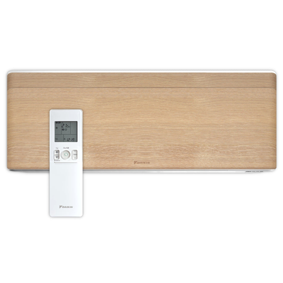 Daikin Stylish FTXA-DP Light Wood Wandgeraet in heller Holzoptik mit weisser Display-Fernbedienung | Klimaworld.com