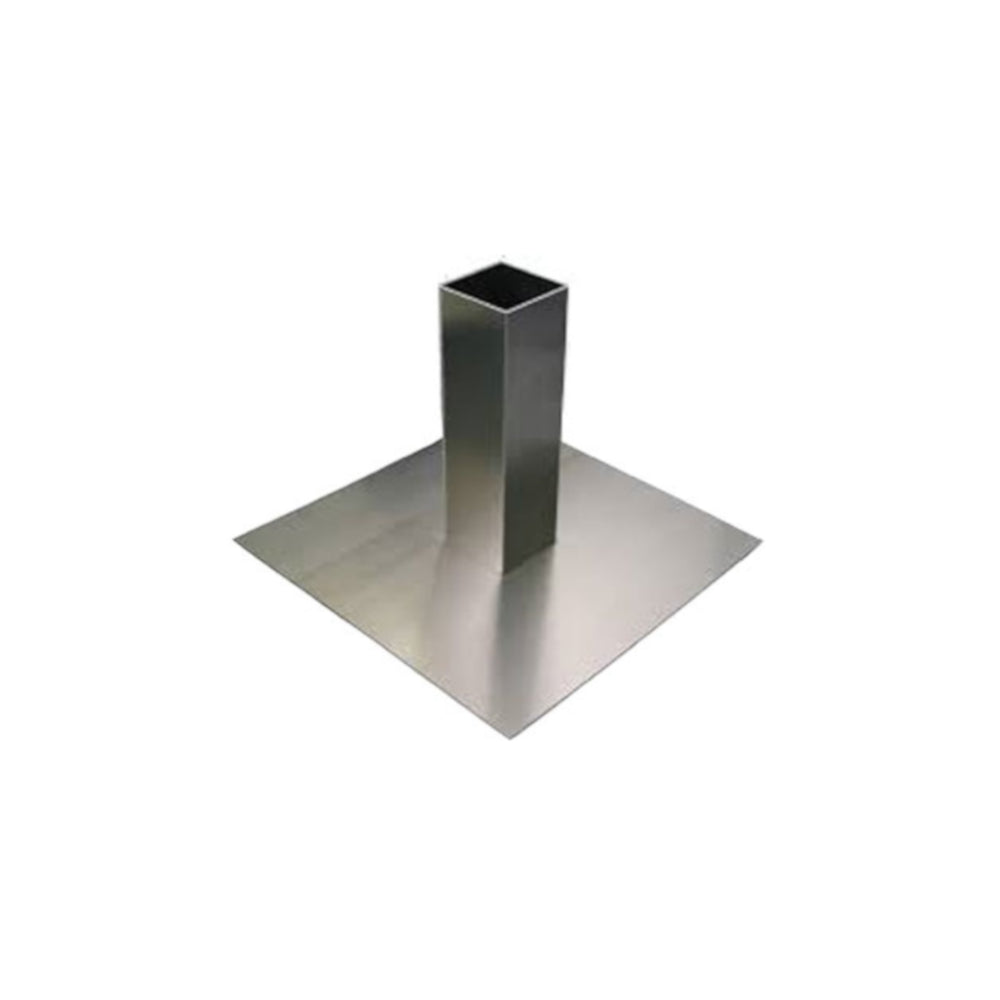 FDF-02 Flachdachfuss: Metallplatte mit mittigem, hohlem Vierkantrohr aus Aluminium | Klimaworld.com
