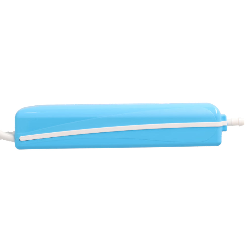 Aspen Silent+ Mini Aqua mit blauem Gehaeuse und hellblauer Abdeckung in seitlicher Ansicht | klimaworld.com