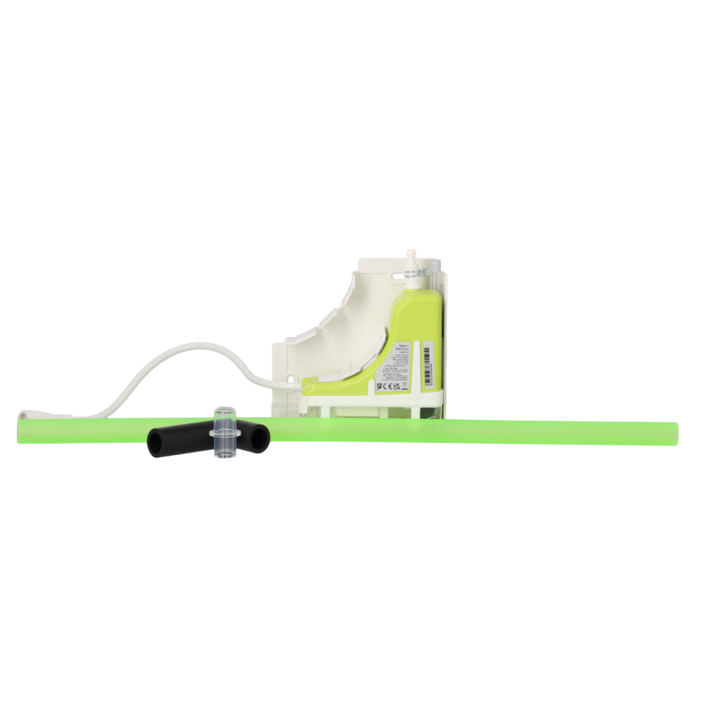 Aspen Silent+ Mini Lime mit reinweissem Kanalgehaeuse, limegruener Pumpeneinheit und weissem Schlauch seitlich | klimaworld.com