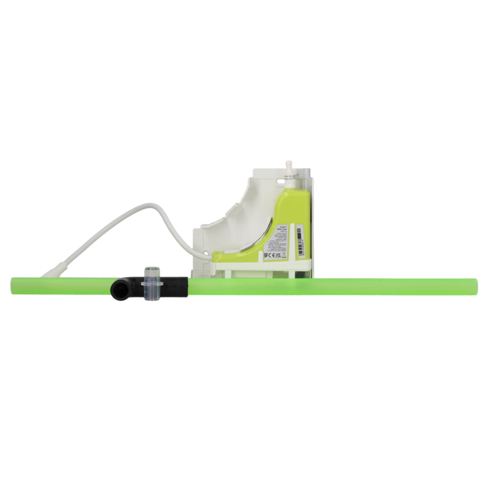 Aspen Silent+ Mini Lime mit signalweissem Kanalgehaeuse, limegruener Pumpeneinheit und weissem Schlauch seitlich | klimaworld.com