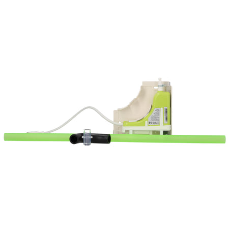 Aspen Silent+ Mini Lime mit elfenbeinfarbigen Kanalgehaeuse, limegruener Pumpeneinheit und weissem Schlauch seitlich | klimaworld.com