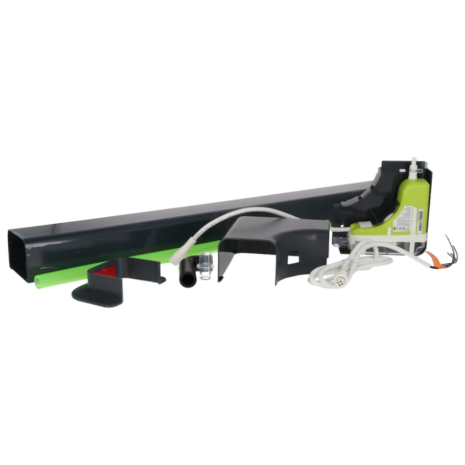 Aspen Silent+ Mini Lime Kondensatpumpe mit schwarzem Kanalgehaeuse, limegruener Pumpeneinheit und weissen Kabeln | klimaworld.com