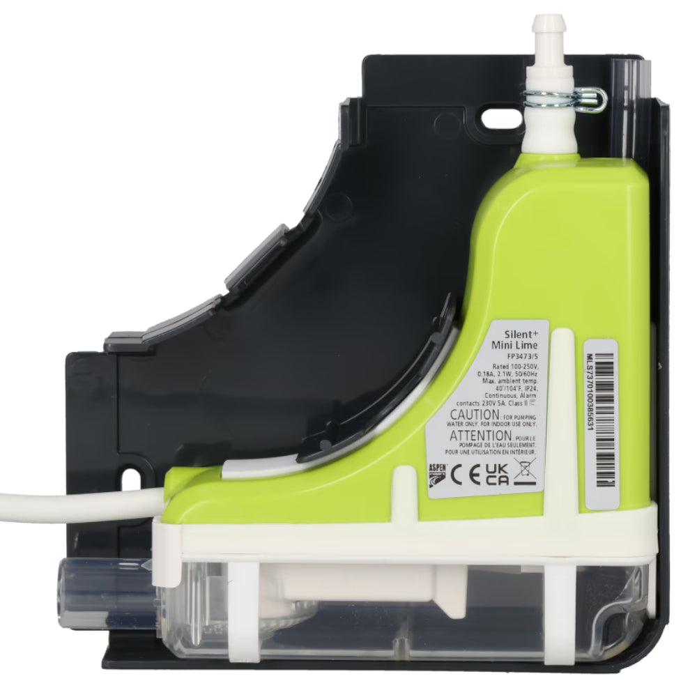 Aspen Silent+ Mini Lime mit anthrazitem Gehaeuse, limegruener Pumpeneinheit und transparentem Unterteil | klimaworld.com