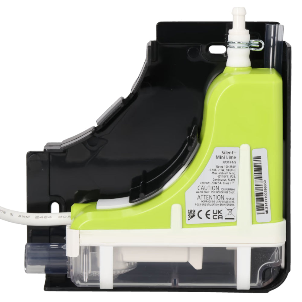 Aspen Silent+ Mini Lime mit schwarzem Gehaeuse, limegruener Pumpeneinheit und transparentem Unterteil | klimaworld.com