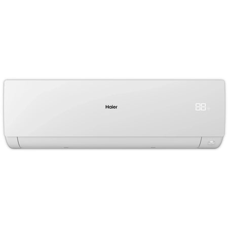 Haier Klimaanlage Wandgeraet Serene in Weiss, gerade Frontansicht mit mittigem Logo und Display rechts | Klimaworld.com
