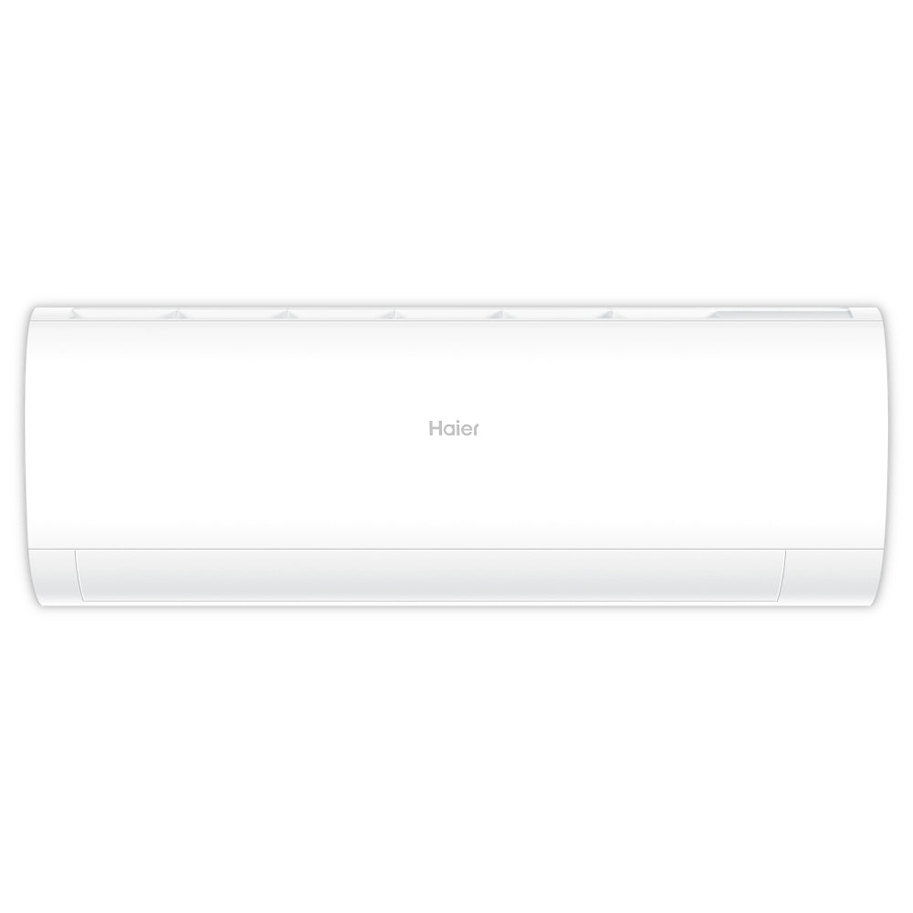 Haier Klimaanlage Wandgeraet Pearl Premium, weisses Innengeraet mit Haier Logo mittig, abgerundete Seiten | Klimaworld.com
