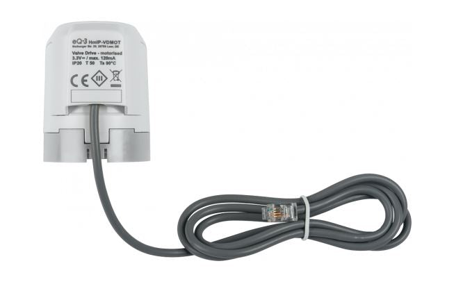Homematic IP Stellmotor motorisch in Weiss mit Anschlusskabel in Grau | Klimaworld.com