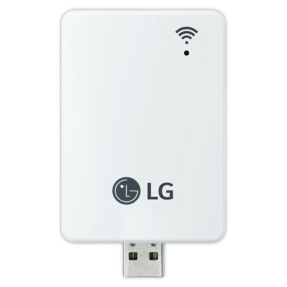 LG Wi-Fi Controller fuer Klimageraete PWFMDD202, weisses Modul mit LG-Logo, WLAN-Symbol und USB-Stecker | Klimaworld.com
