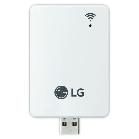 LG Wi-Fi Controller fuer Klimageraete PWFMDD202, weisses Modul mit LG-Logo, WLAN-Symbol und USB-Stecker | Klimaworld.com
