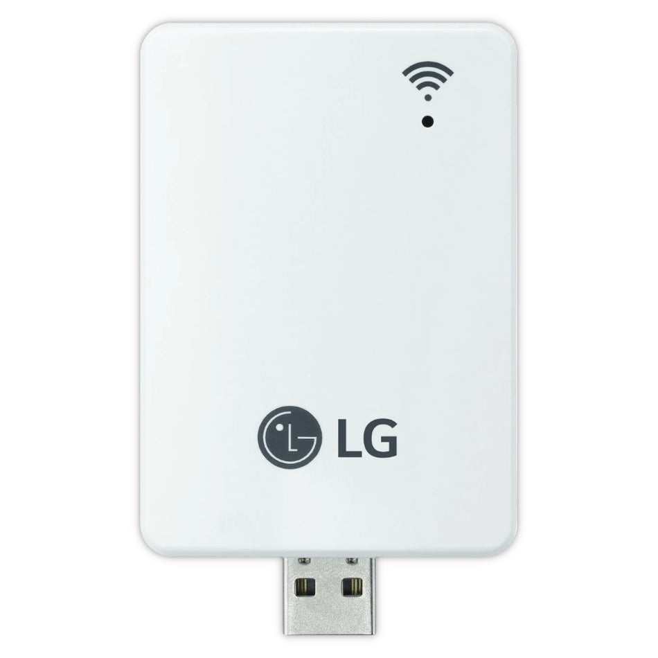 LG Wi-Fi Controller fuer Klimageraete PWFMDD202, weisses Modul mit LG-Logo, WLAN-Symbol und USB-Stecker | Klimaworld.com
