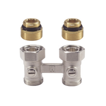 Logafix Hahn-Block HBD1/2"x3/4", Durchgangsform 1/2"IG Zweirohr | Klimaworld.com
