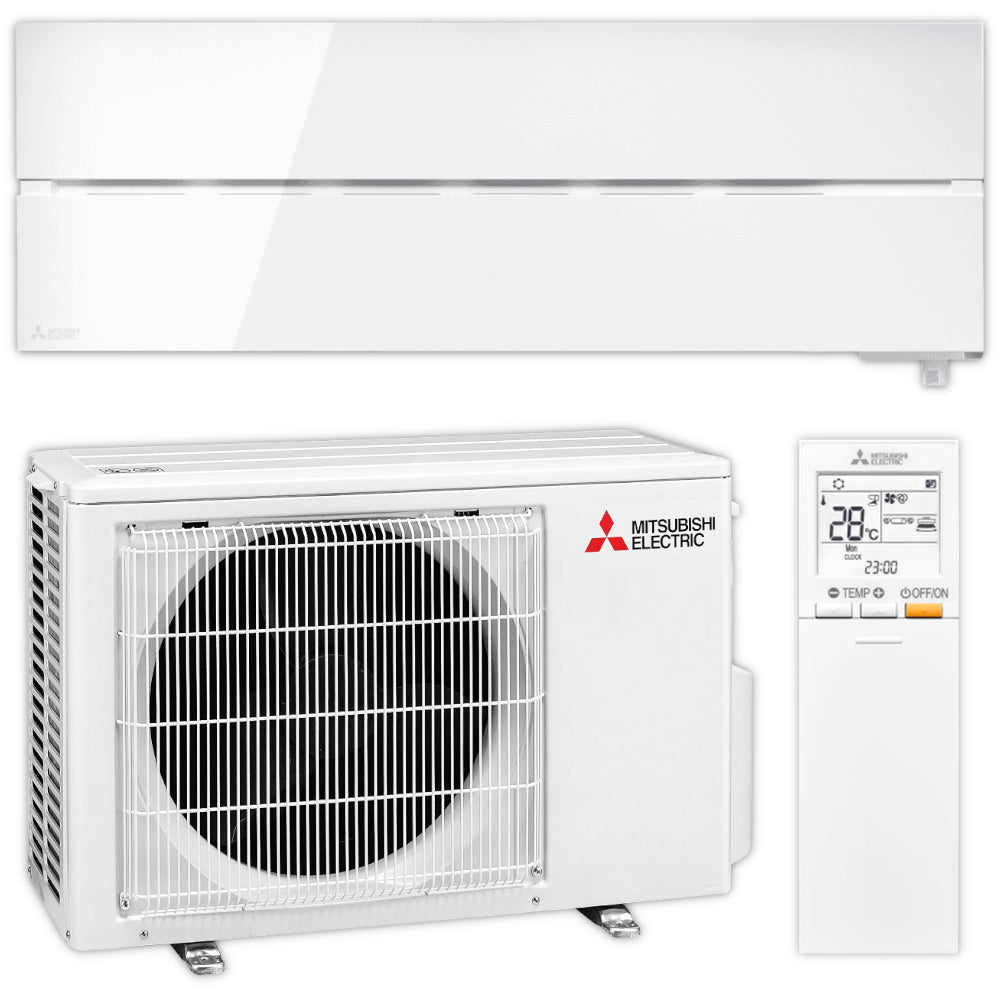 Mitsubishi Klimaanlage Set weisses Wandgeraet Diamond MSZ-LN mit weissem Aussengeraet und weisser Fernbedienung | Klimaworld.com
