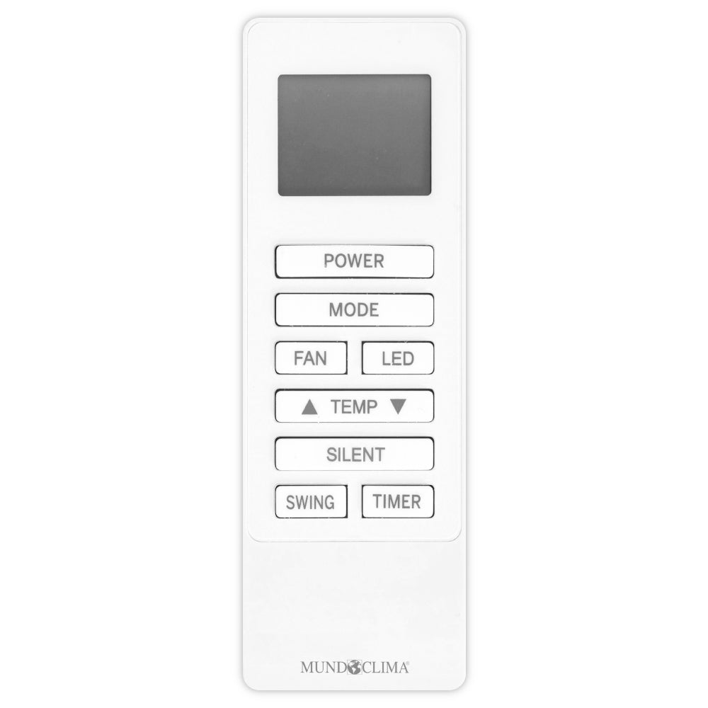 MundoClima Monoblock Klimageraet MUSER-10-H12 (MC-CL20100), Fernbedienung mit Display und Tasten fuer Power, Mode, Temp | Klimaworld.com
