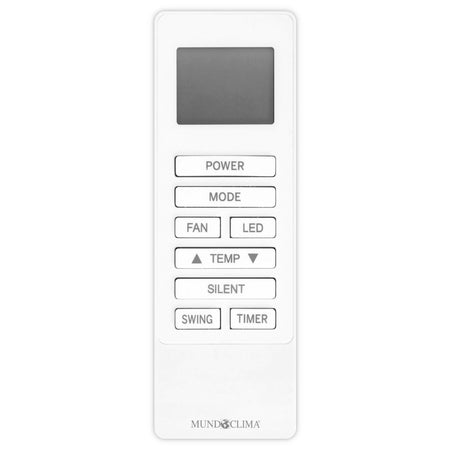 MundoClima Monoblock Klimageraet MUSER-10-H12 (MC-CL20100), Fernbedienung mit Display und Tasten fuer Power, Mode, Temp | Klimaworld.com
