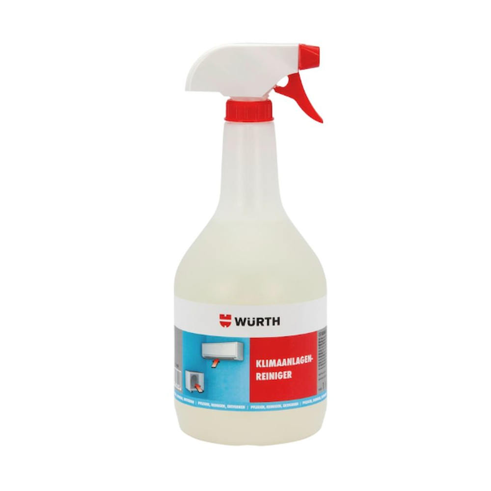 WUERTH Klimaanlagenreiniger in weisser Spruehflasche mit rotem Hebelkopf, Logo und Aufdruck | Klimaworld.com
