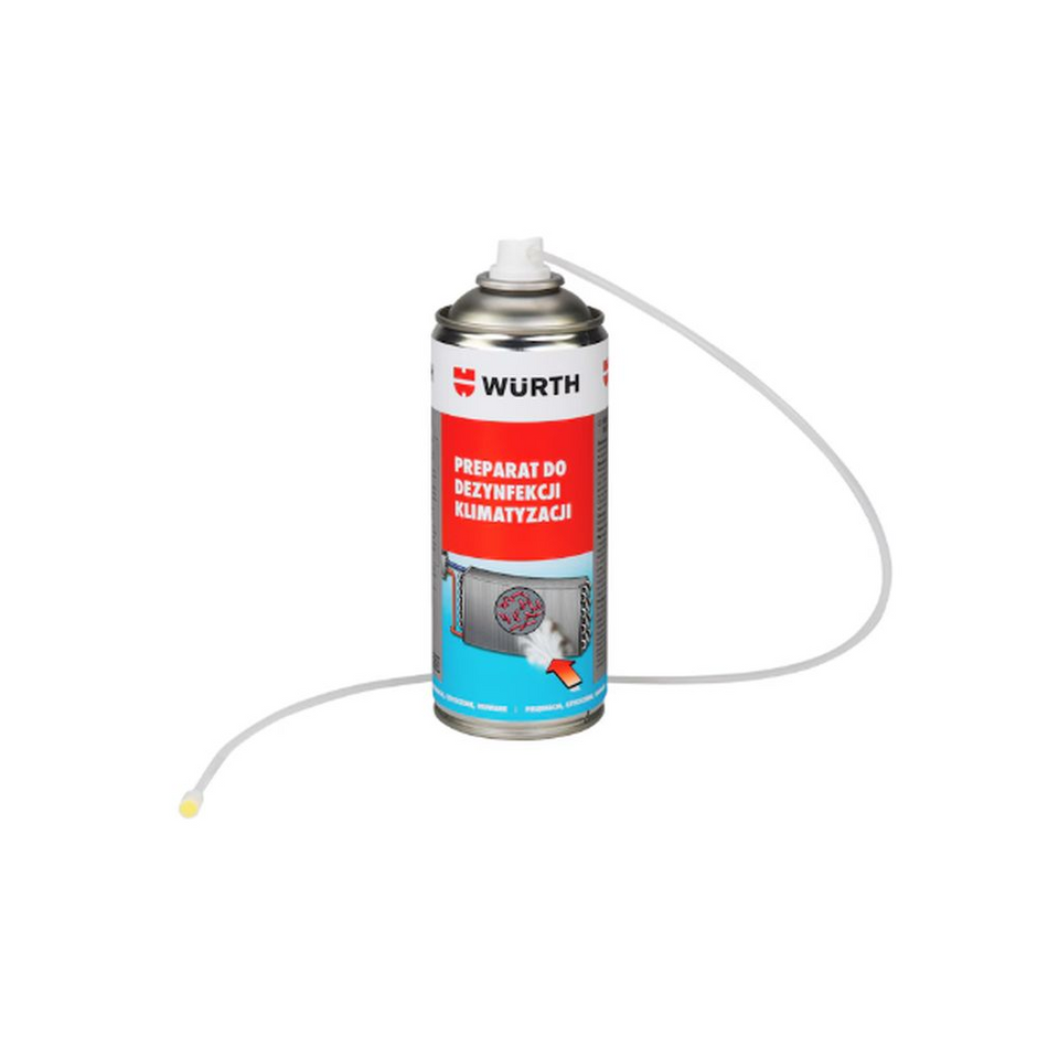 WUERTH Desinfektion Klima-Spezialreiniger bedruckte Spraydose mit langem Schlauch auf weissem Grund | Klimaworld.com